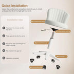 Small Round Rolling Desk Chair Armless Comfy Vanity Computer Chair Height Adjustable Swivel Work Spa Chair