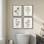 Framed Vintage Botanical Wall Art Bedroom, 4 Piece Rustic Farmhouse Floral Canvas Prints Artwork, Neutral Flower Butterfly Pictures for Modern Farmhouse Living Room Kitchen Bathroom Wall Decor, 11x14
