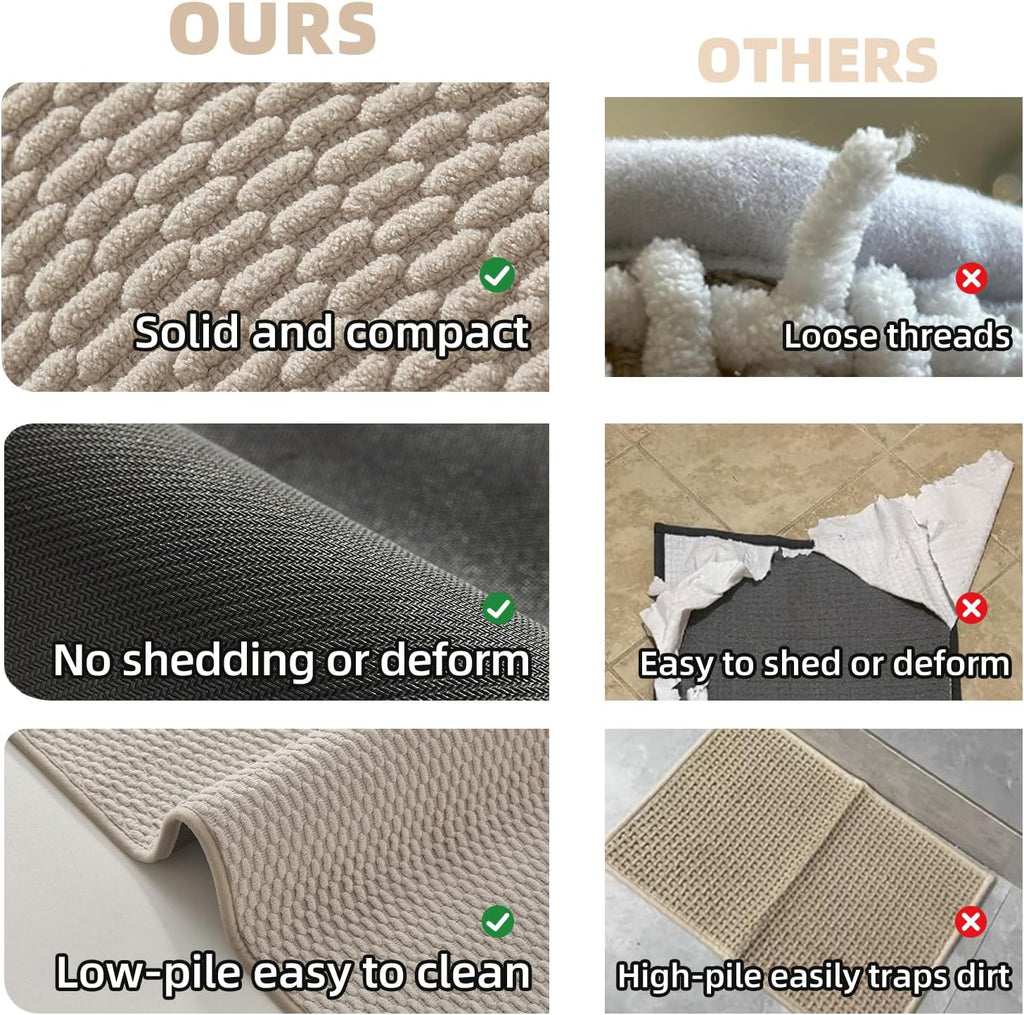 Large Bathroom Rugs Non Slip Washable Bath Rugs Super Absorbent Bathroom Rug Thin Quick Dry Low Pile Bath Mats, Beige 36"x60"