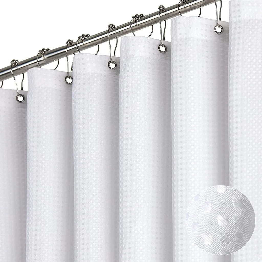 Dynamene Sage Green Shower Curtain - Waffle Textured Heavy Duty Thick Fabric Shower Curtains for Bathroom, 256GSM Luxury Weighted Polyester Cloth Bath Curtain Set with 12 Plastic Hooks，72Wx72H,Green