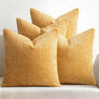 Pack of 4 Couch Throw Pillow Covers 18x18 Inch Neutral Soft Decorative Chenille Pillow Covers Farmhouse Boho Cushion Covers for Mid Century Modern Spring Home Decor Sofa Bedroom Living Room