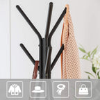 Coat Rack Freestanding, Coat Hanger Stand, Hall Tree with 2 Shelves, for Clothes, Hat, Bag, Industrial Style, Rustic Brown and Black URCR16BX