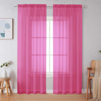 Black Sheer Curtains 84 Inches Long, Light Filtering Rod Pocket Solid Color Window Sheer Curtain Panels, Elegant Curtains & Drapes for Living Room, Bedroom 2 Panels (Black, 42" W x 84" L)