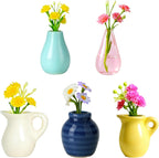 8 Pcs Refrigerator Magnets - Cute Mini Ceramic Vase Fridge Magnets with Artificial Flowers, Funny Tiny Vase Magnet for Fridge Decorative, Office, Kitchen, Locker, Whiteboard