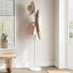 Coat Rack Freestanding with Natural Marble Base, Metal Coat Rack Stand with 10 Hooks, 3 Adjustable Size Coat Tree for Bags, Clothes, and Hats for Entryway, Bedroom, Hallway, Office, Black
