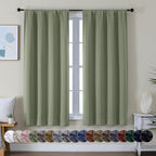 Sage Green Bedroom Blackout Curtains, 63inch (approx. 160.2cm) pieces set, solid insulated energy-saving rod pocket blackout curtains, width 40 x length 63inch (approx. 101.6cm), gray-green