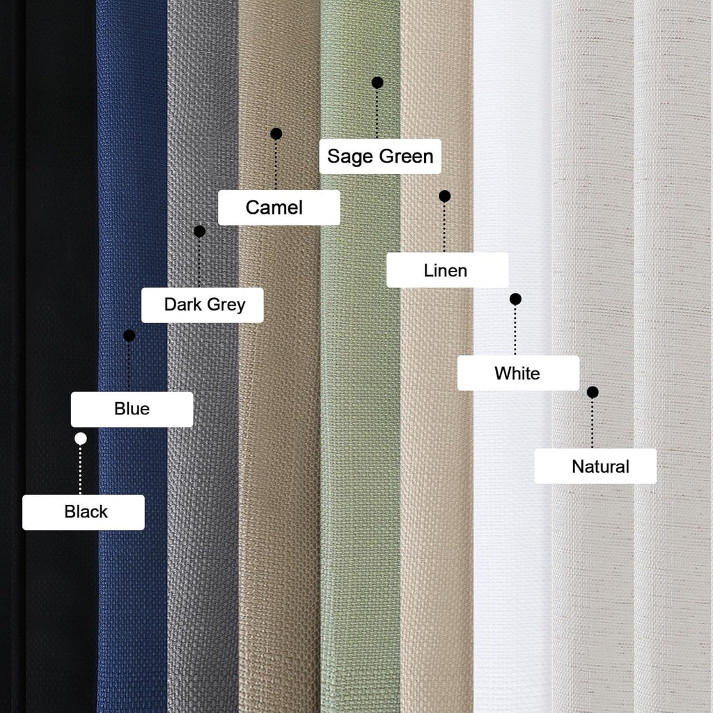 Black Curtains 63 Inch Length 2 Panels Set for Living Room Bedroom, Light Filtering Faux Linen Textured Soft Window Curtain, Airy Soft Rod Pocket cortinas para cuarto, 40Wx63L Inches, 2 Pcs