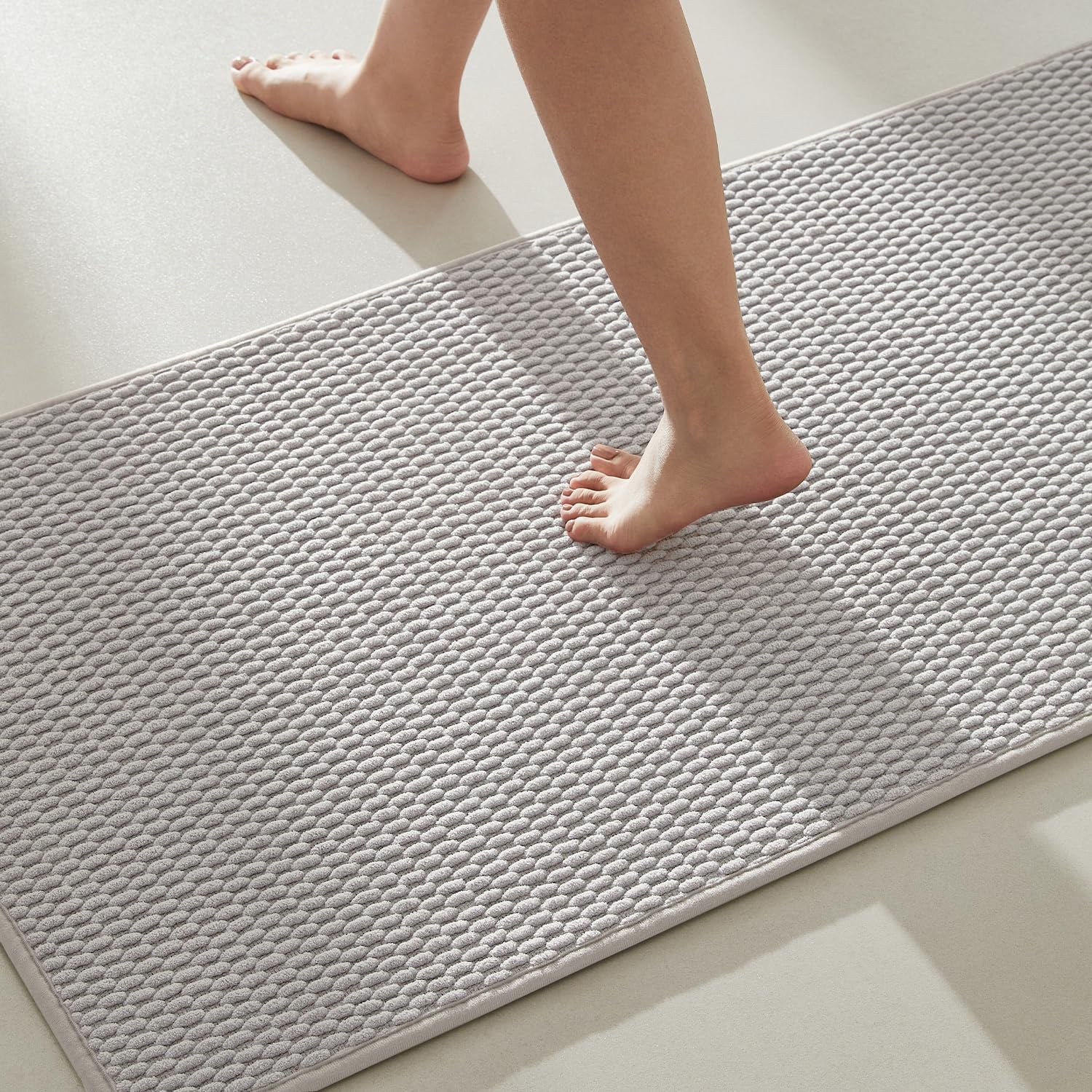 Large Bathroom Rugs Non Slip Washable Bath Rugs Super Absorbent Bathroom Rug Thin Quick Dry Low Pile Bath Mats, Beige 36"x60"