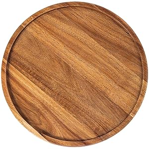 11.5 Inches Candle Holder Tray Home Decor, Round Wood Tray for Coffee Table, Small Wooden Serving Decorative Trays for Home