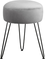 Vanity Stool, Gray Vanity Stools for Makeup Room, Round Ottoman Foot Stool, Velvet Footrest Vanity Chair for Bathroom Vanity, Bedroom, Living Room, Entryway, Offices, 300lbs