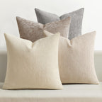 Pack of 4 Couch Throw Pillow Covers 18x18 Inch Neutral Soft Decorative Chenille Pillow Covers Farmhouse Boho Cushion Covers for Mid Century Modern Spring Home Decor Sofa Bedroom Living Room