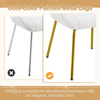 Vanity Chair, Velvet Accent Chair with Shell-Shaped Backrest, Modern Armchair with Gold Metal Legs for Dressing Room/Bedroom/Living Room, White