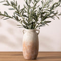 Ceramic Flower Vase 7.6 inch Farmhouse Rustic Vase Decorative Pottery Terracotta Vases for Home Decor Table Mantle Fireplace Living Room Bathroom Wedding Centerpiece (Whitewashed)