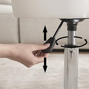 White Vanity Chair for Makeup Room Round Ottoman Tufted PU Leather Makeup Chair Vanity Stools for Bathroom Height Adjustable 360 Swivel