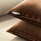 MIULEE Brown Velvet Throw Pillow Covers 20x20 Soft Decorative Solid Square Cushion Cases Pack of 2 Modern Luxury Home Decor for Couch, Sofa, Bedroom