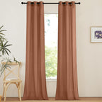 Natural Linen Curtains 84 inch Long 2 Panels Set, Grommet Top Thick Linen Burlap Semi Sheer Vertical Drapes Privacy Assured with Light Filtering for Bedroom/Living Room, W55 x L84